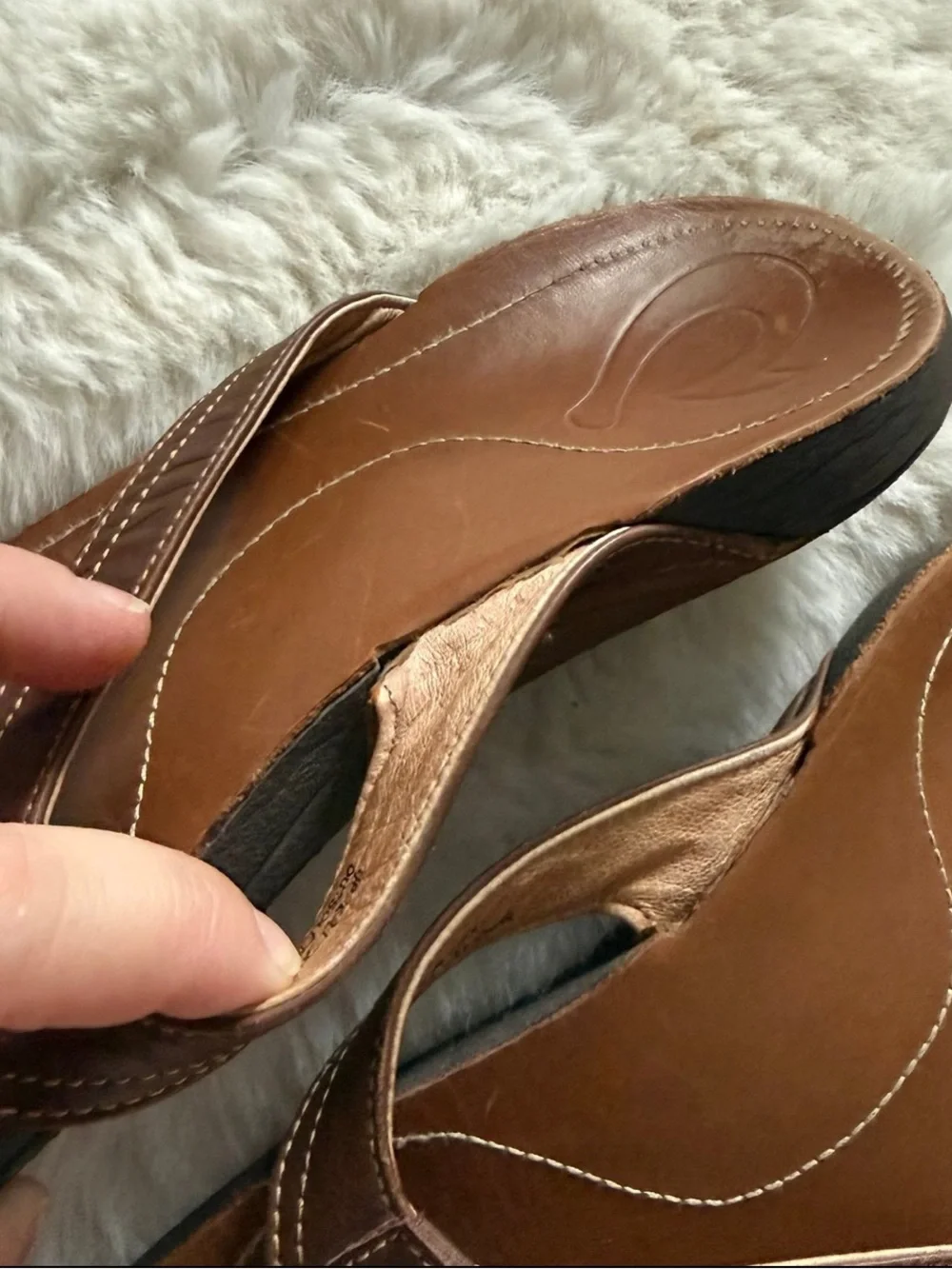 OluKai Kumu Brown Leather Flip-Flop Sandals Women’s Size US 7 EU 37 - Picture 10 of 12